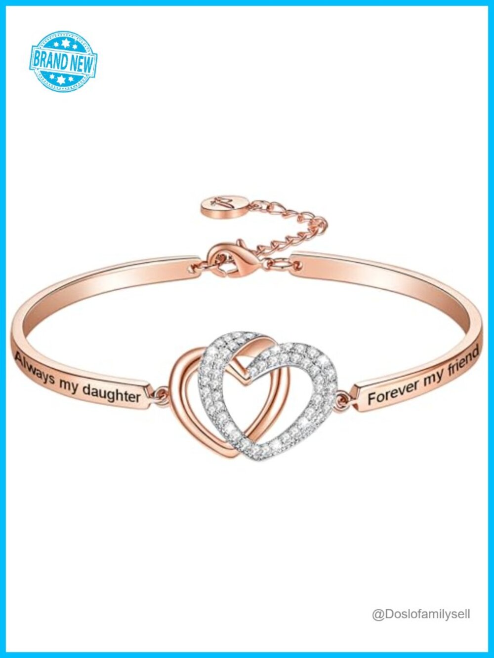Daughter Bangle Bracelet Engraved Always My Daughter Forever My Friend Rose Gold